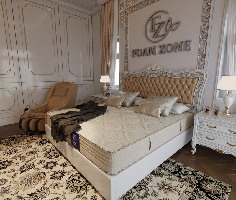 مرتبة The Quite بأقمشة معالجة مضادة للبكتيريا، نوابض حديدية، طبقة ميموري فوم، وهيكل إسفنج متوسط القساوة