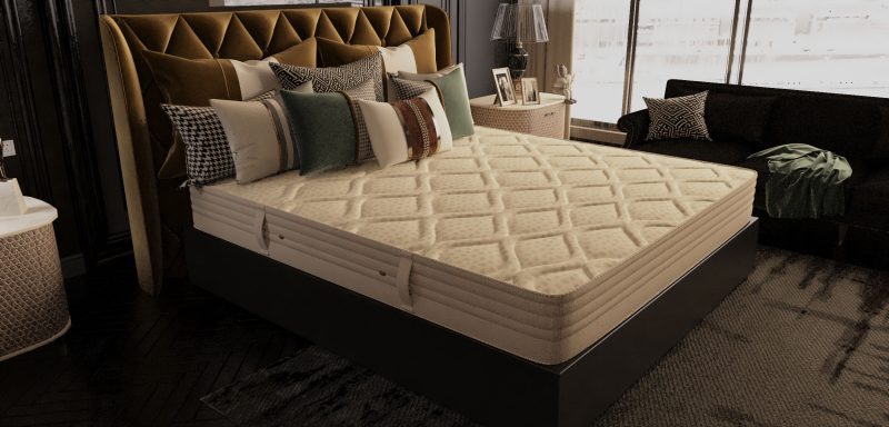 مرتبة Superme Zone بدواعم جانبية وعرضية، طبقة عزل سفلية، قماش فاخر بكثافة عالية، طبقات إسفنجية متعددة، ونوابض منفصلة بتقنية Multi Zones