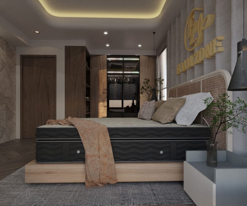 مرتبة Timeless بتهوية مثالية عبر فتحات في اللاتيكس و4 فتحات جانبية، متانة عالية بدواعم وحواجز إسفنجية، دعم مزدوج بتقنية DSS ونانو سبرنج، وطبقة ميموري جيل للبرودة