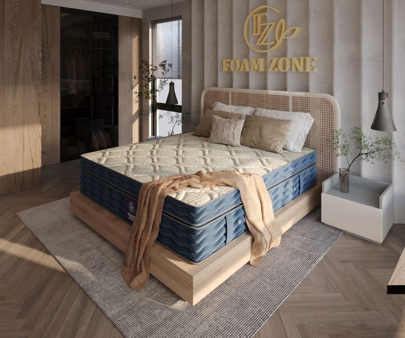 مرتبة دريم زون تحتوي على المطاط الطبيعي، ميموري فوم، ميموري جل، وتقنية نظام الزنبرك المزدوج DSS