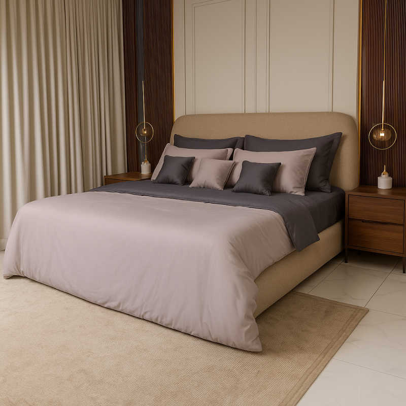 طقم لحاف سادة رصاصي مايكروفايبر صيني مكون من 10 قطع بتصميم عصري وألوان متنوعة