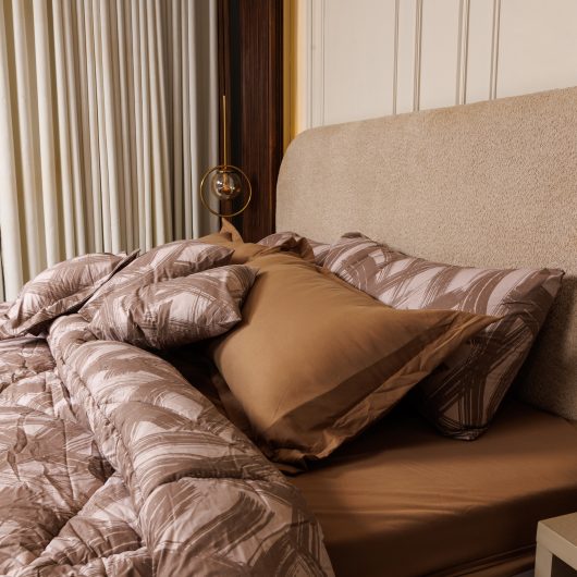 لحاف تركي بني فاخر من القطن الطبيعي