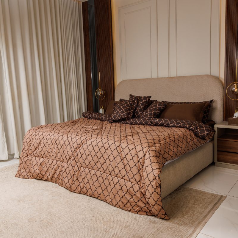 لحاف تركي بني فاخر من القطن الطبيعي