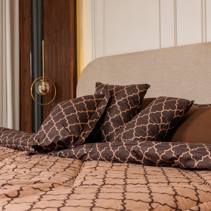 لحاف تركي بني فاخر من القطن الطبيعي