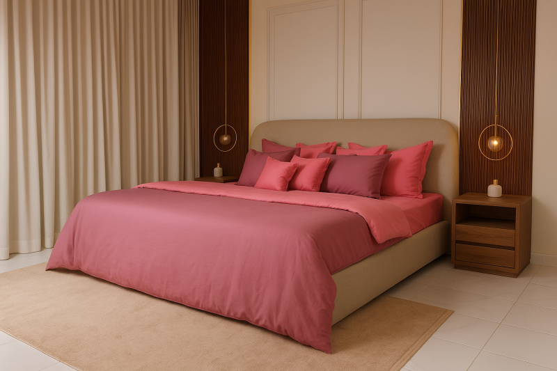 طقم لحاف سادة وردي مايكروفايبر صيني مكون من 10 قطع بتصميم عصري وألوان متنوعة