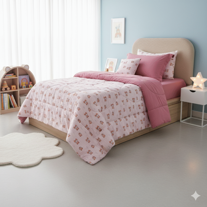 طقم لحاف اطفال/رضع 6 قطع قطن 100% مع حشوة مايكروفايبر بتصميم عصري