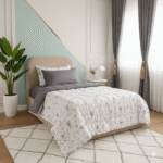 طقم لحاف اطفال/رضع 6 قطع قطن 100% مع حشوة مايكروفايبر بتصميم عصري