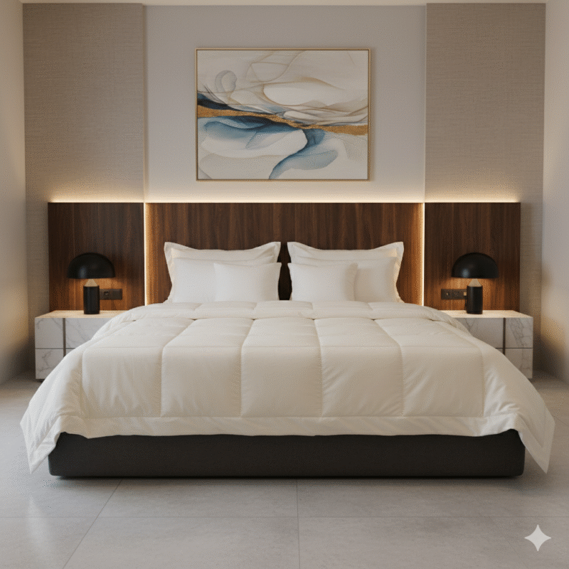 طقم لحاف سادة أبيض 10 قطع مايكروفايبر صيني بتصميم عصري