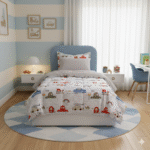 طقم لحاف اطفال/رضع 6 قطع قطن 100% مع حشوة مايكروفايبر بتصميم عصري
