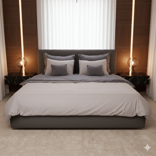 طقم لحاف سادة رصاصي 10 قطع مايكروفايبر صيني بتصميم عصري