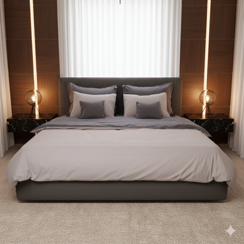 طقم لحاف سادة رصاصي 10 قطع مايكروفايبر صيني بتصميم عصري