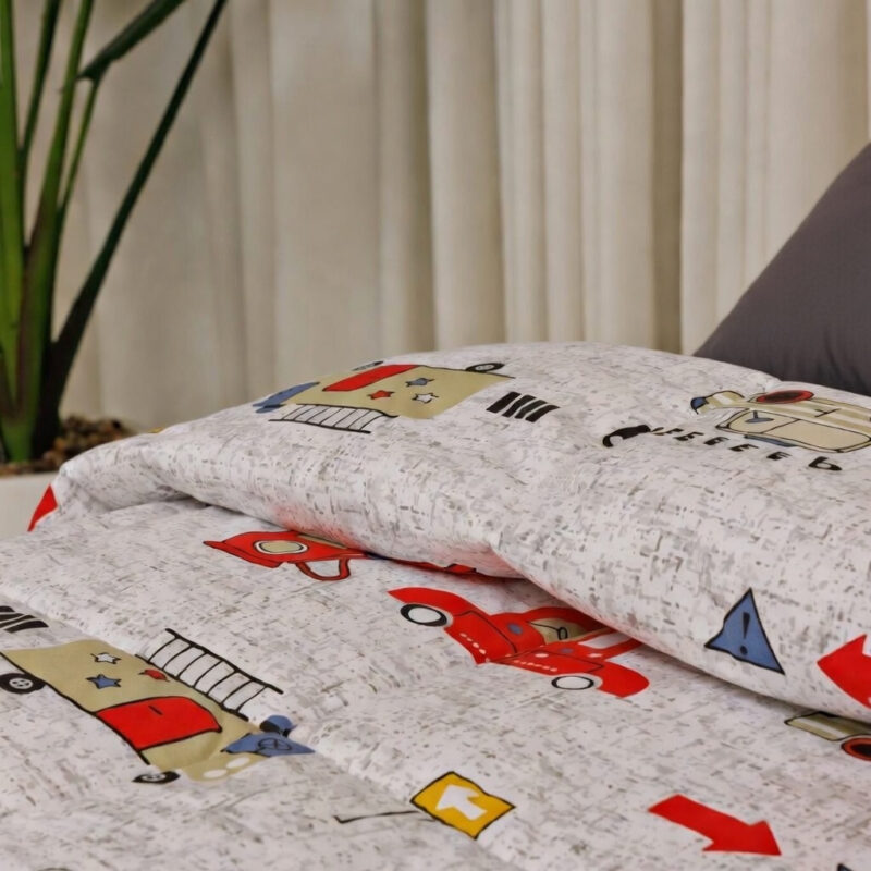 طقم لحاف اطفال/رضع 6 قطع قطن 100% مع حشوة مايكروفايبر بتصميم عصري