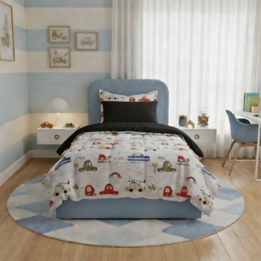 طقم لحاف اطفال/رضع 6 قطع قطن 100% مع حشوة مايكروفايبر بتصميم عصري