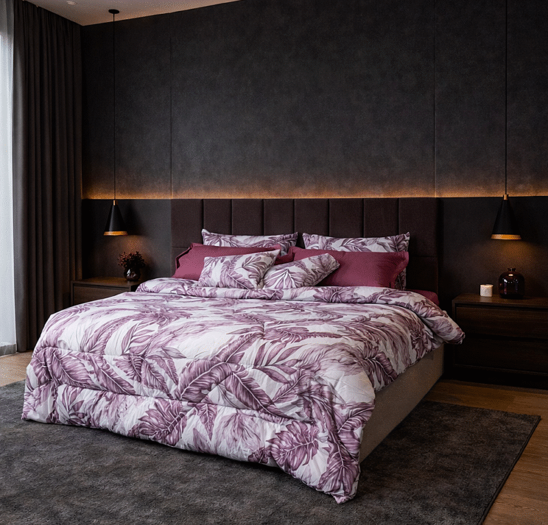 طقم لحاف تركي فاخر 12قطعة قطن 100% مع حشوة مايكروفايبر بتصميم عصري