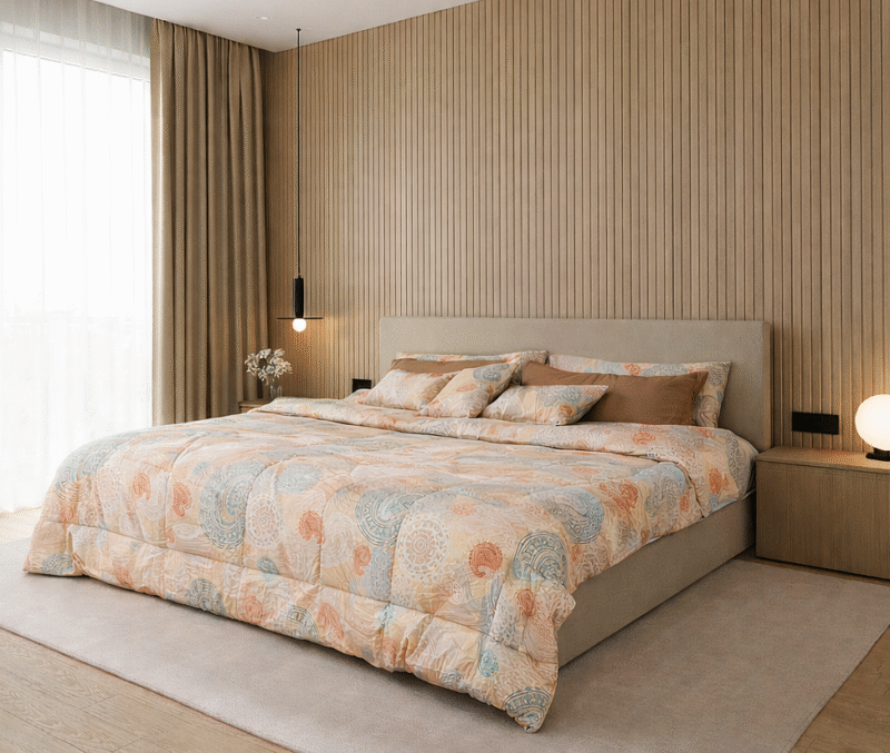 طقم لحاف تركي فاخر 12قطعة قطن 100% مع حشوة مايكروفايبر بتصميم عصري