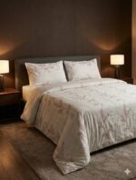 طقم لحاف تركي جاكار شتوي 6 قطع قطن 100% مع حشوة مايكروفايبر بتصميم عصري